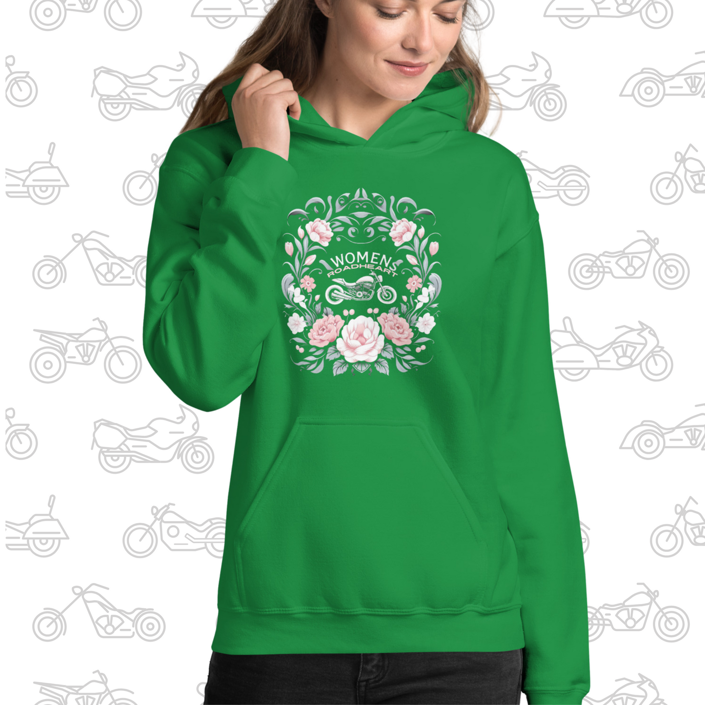 Sweat à capuche Hiver Moto Femme Flowers